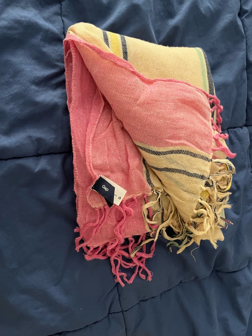 GAP Two-Tone Pink and Yellow Fringe Scarf